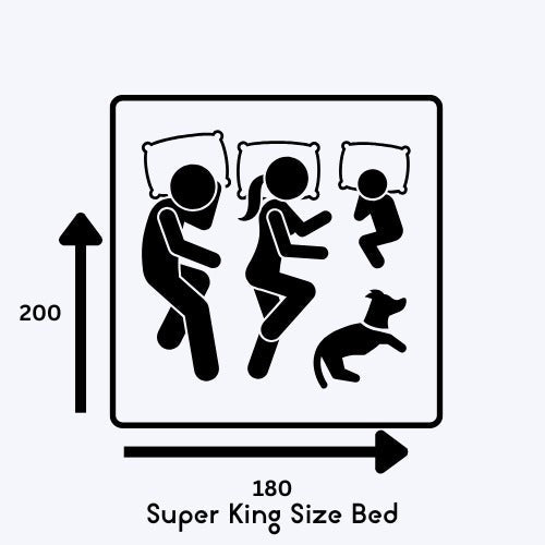Super King Size Bed with 180 x 200cm dimensions for family and pet sleeping space