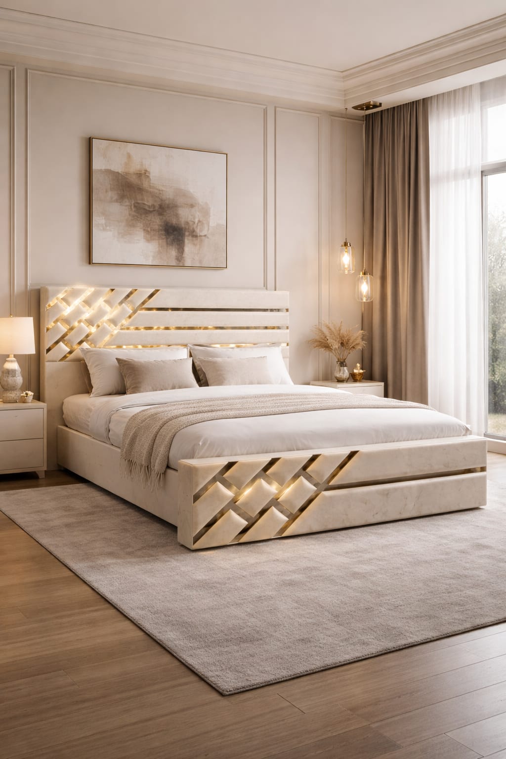 Modern bedroom with a stylish bed and decor
